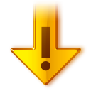 update recommended alert arrow download orange error wrong exclamation warning descending fall decrease down descend icon