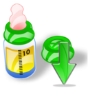 feeding bottle down descend download fall decrease descending icon