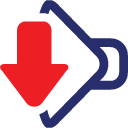 volume down descend download fall decrease descending icon