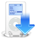 ipod download mp3 player descending fall decrease down descend icon